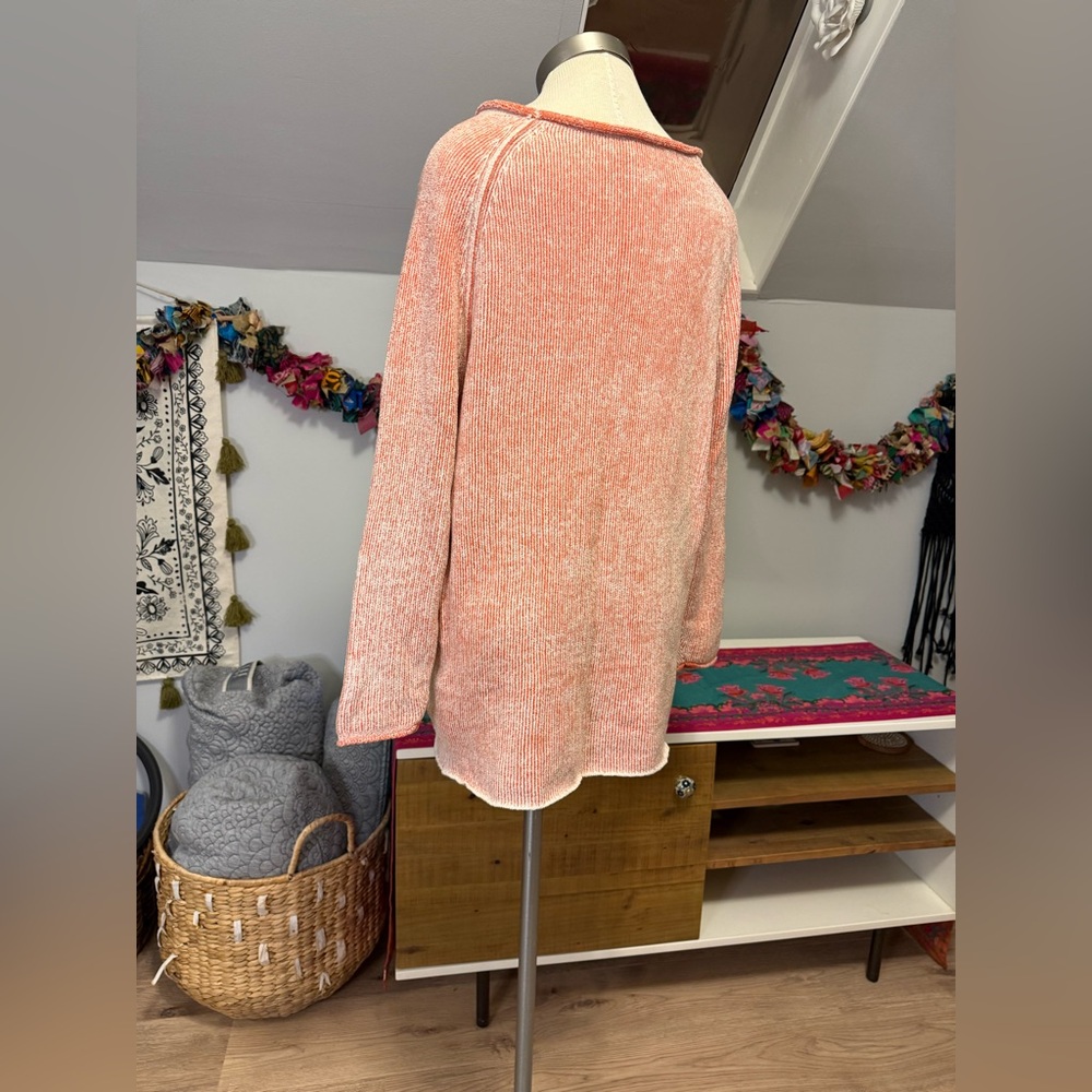 NWT Free People Lenox Orange and white Sweater Tunic/Dress XS - Picture 5 of 8